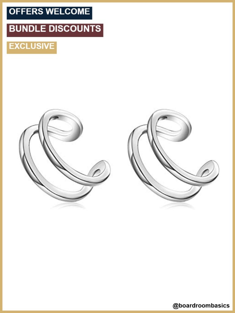18K White Gold Plated Ear Cuff Wrap Clip Earrings Gift for Women